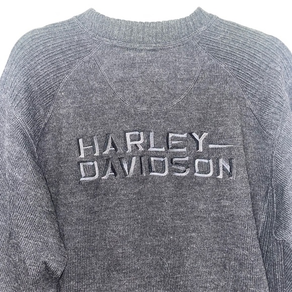 Men's Wool + Acrylic Blend Harley Davidson Embroidered Sweater Dark Gray Medium - Picture 6 of 6
